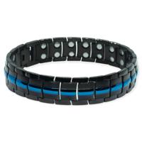Zwarte Magneet Armband - Met blauwe elementen