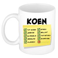 Naam mok Koen - wit - top gozer - keramiek - 300 ml - cadeau collega beker