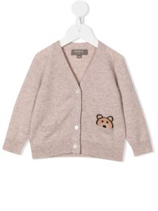 N.PEAL KIDS cardigan Bear Pocket en cachemire - Marron