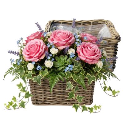 VD Leeden Plantenmand Klassiek - 2x - bruin - rechthoek - 40 x 40 x 20 cm - rotan - gevlochten riet