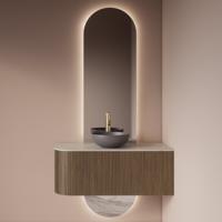 Badkamerspiegel Gliss Design Selene | 40x120 + 40x25 cm | 2-delig verticaal | Indirecte LED verlichting | Sensor bediening | Met spiegelverwarming