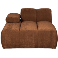 Woood Mojo chaise longue bank arm links ribstof Roestbruin