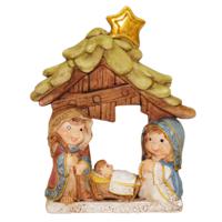 Kerststalletje voor kinderen - 9 x 12 cm - Jozef, Maria, Jezus - kinder/kinderkamer