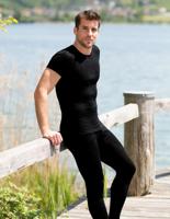 Heren T-Shirt Zijde Wol Engel Natur Kleur Zwart Maat 46/48 - Medium