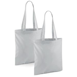 Draagtasje met hengsels - 2x - lichtgrijs - 42 x 38 cm - katoen - 10 liter - boodschappen - gymtas