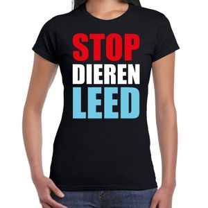 Stop dieren leed demonstratie / protest t-shirt zwart voor dames