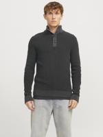 Jack & Jones Jjethan Knit High Neck Trui Black Twist W. Asphalt. Button