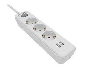 Philips 3-voudige Stekkerdoos - SPN3032WA/10 - 230V - Wit - met USB poorten