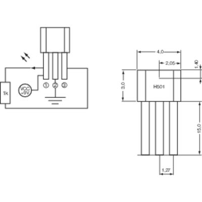 PIC Hall-sensor H501 3.8 - 24 V/DC Meetbereik: +4 - +35 mT TO-92-UA Solderen PIC Hall-sensor H501 3.8 - 24 V/DC Meetbereik: +4 - +35 mT TO-92-UA Solderen