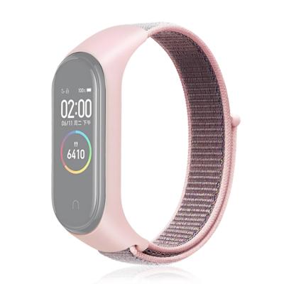Slimme horloge nylon geweven polsband horloge band voor Xiaomi mi band 3/4 (roze)