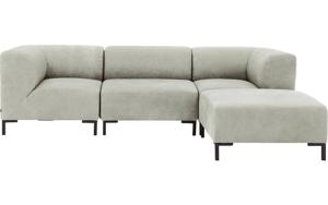 Goossens Excellent Bank Marshall Met Hocker grijs, leer, 1,5-zits, urban industrieel
