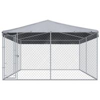 The Living Store Hondenkennel - Gegalvaniseerd Staal - 382x382x225 cm - Met Scharnierdeur