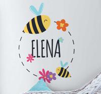Naamsticker bijen en bloemen - thumbnail