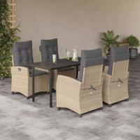 5-delige Tuinset met kussens poly rattan gemengd beige