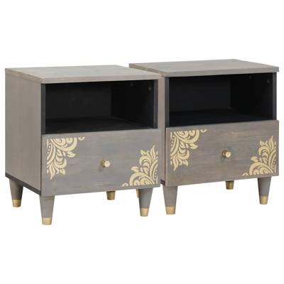 Nachtkastje 2 pcs Grijs 40 x 33 x 46 cm massief mangohout