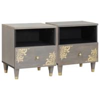 Nachtkastje 2 pcs Grijs 40 x 33 x 46 cm massief mangohout