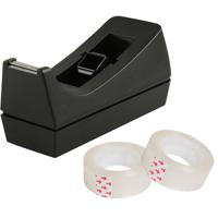 Plakband dispenser/rolhouder - zwart - verzwaard - 17 x 6 x 7 cm - met 10x rolletjes plakband