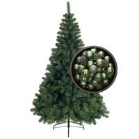 Bellatio Decorations kunst kerstboom 210 cm met kerstballen salie groen - Kunstkerstboom - thumbnail