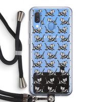 Zwarte poes: Samsung Galaxy A40 Transparant Hoesje met koord Zwarte poes: Samsung Galaxy A40 Transparant Hoesje met koord