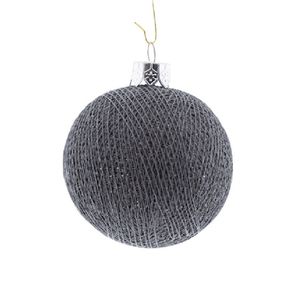 1x Grijze Cotton Balls kerstballen 6,5 cm kerstboomversiering