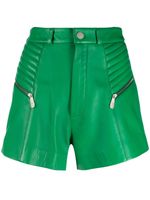 Philipp Plein short nervuré en cuir à taille haute - Vert - thumbnail