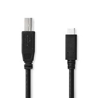 Nedis USB-Kabel | USB 2.0 | USB-C Male | USB-B Male | 480 Mbps | Vernikkeld | 1.00 m | Rond | PVC | Zwart | Label - CCGL60650BK10