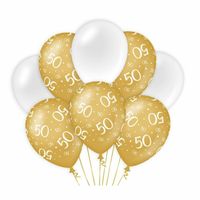 50 jaar leeftijd thema Ballonnen - 16x - goud/wit - Verjaardag - Versiering/feestartikelen - thumbnail