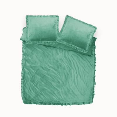 RoyalTextile - Velvet Ruffles Dekbedovertrek - Groen - 200 x 220 RoyalTextile - Velvet Ruffles Dekbedovertrek - Groen - 200 x 220