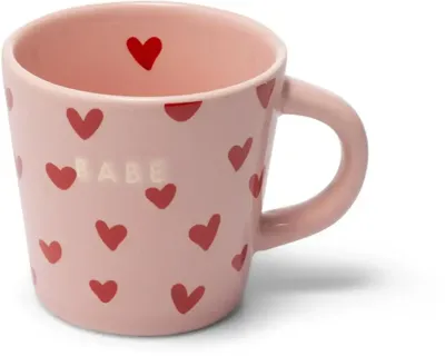 Vondels espressokop keramiek babe hearts 5.5x7.5cm pink
