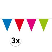 3x Mini vlaggetjeslijn / gekleurde slingers 300 cm   - - thumbnail