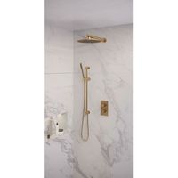 Regendoucheset 38 Inbouw Muur Brauer Gold Edition 30cm Rond Geborsteld Goud PVD 2 Greeps 3-weg met Thermostaatkraan Glijstang en Staafhanddouche - thumbnail