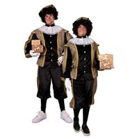 Piet verkleed kostuum luxe 3-delig - zwart/goud - voor volwassenen 56 (2XL)  - - thumbnail
