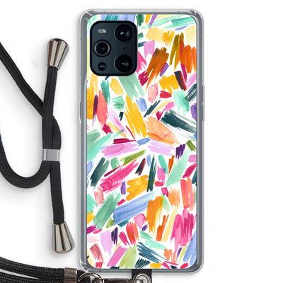 Watercolor Brushstrokes: Oppo Find X3 Pro Transparant Hoesje met koord