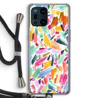 Watercolor Brushstrokes: Oppo Find X3 Pro Transparant Hoesje met koord