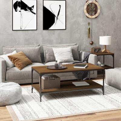 Salontafel 80x50x40 cm bewerkt hout bruin eikenkleur