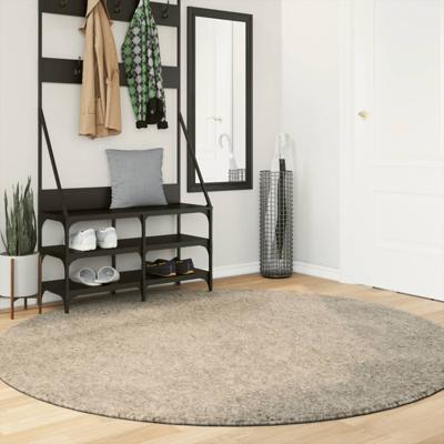 VidaXL Vloerkleed istan hoogpolig glanzend ø 200 cm beige
