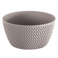 Tafelstuk plantenpot/bloempot kunststof dia 24 cm en hoogte 12 cm taupe/beige - thumbnail