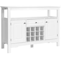 Modern Eetkamer Buffet met Kruisvormig Wijnrek Open Plank 2 Kasten & Lade Wit