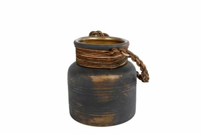 Vaas "Ralf" w/leathercord S bruin glas 14x14x15,5cm