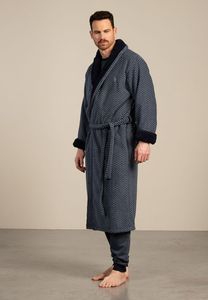 Blauwe badjas heren met luxe voering - fleece-m