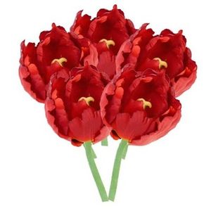 5x Kunstbloemen tulp rood 25 cm - Kunstbloemen