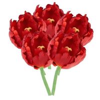 5x Kunstbloemen tulp rood 25 cm - Kunstbloemen - thumbnail