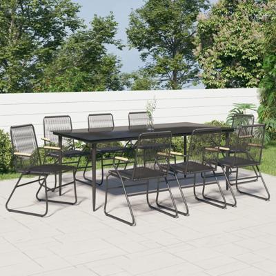 9-delige Tuinset PVC-rattan zwart