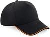 Beechfield CB25c Authentic 5 Panel Cap - Piped Peak - Black/Orange - One Size