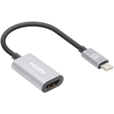 Manhattan USB-adapter HDMI 2.0 HDMI-A-bus, USB-C stekker 0.11 m Space grijs 153973