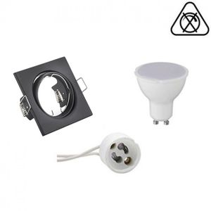 LED Spot Set - Trion - GU10 Fitting - Inbouw Vierkant - Mat Zwart - 6W - Natuurlijk Wit 4200K - Kantelbaar 80mm