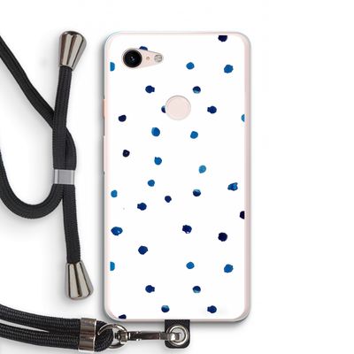 Blauwe stippen: Pixel 3 XL Transparant Hoesje met koord