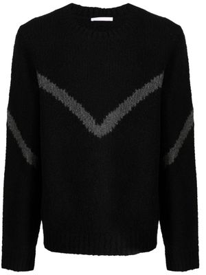 Helmut Lang pull à motif de chevrons en intarsia - Noir
