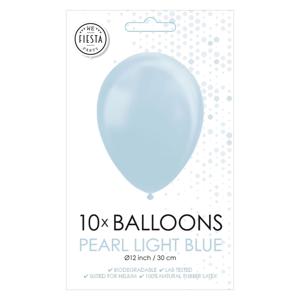 Globos Ballonnen pearl lichtblauw 30cm, 10st.