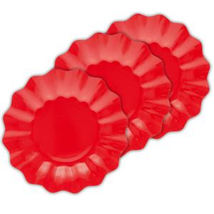 Feestbordjes met schulprand - 24x - rood - rond - karton - 27cm